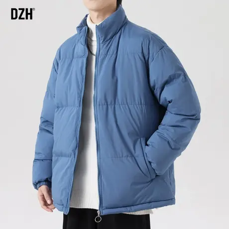 青少年蓝色短款棉服男大码冬季2024新款冬装保暖外套立领棉衣棉袄商品大图