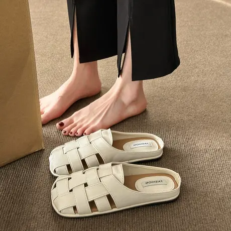 法式穆勒拖鞋女夏季外穿小香风高级感2024年新款一脚蹬包头凉拖鞋商品大图