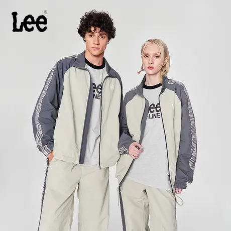 Lee24早春新品舒适版型立领拼接印花插肩袖男女同款夹克外套潮流图片