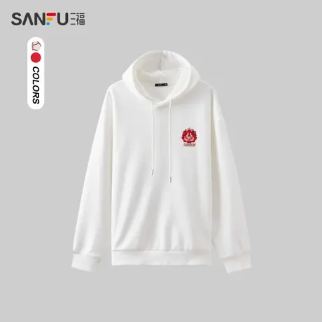 三福2023冬季男士趣味龙新年插画卫衣 潮流连帽上衣男480993商品大图