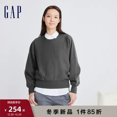Gap女装早春LOGO宽松廓形长袖T恤百搭打底休闲高级圆领上衣836112图片
