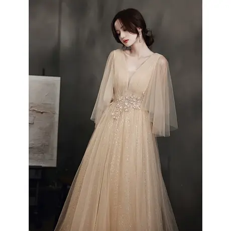 新款晚礼服裙女2020名媛高端公主仙气主持人大气优雅年会宴会长款图片