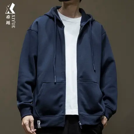 希越连帽开衫卫衣男2024春季新款宽松大码男士潮牌美式休闲外套潮商品大图
