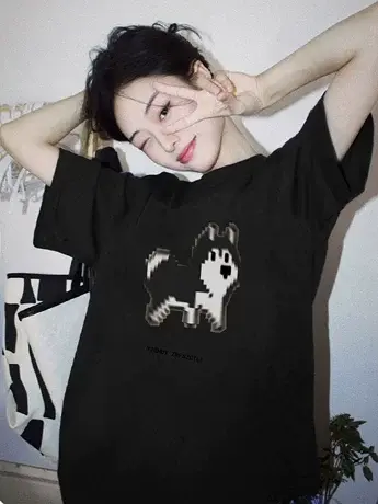 港味chic纯棉短袖t恤女夏季美式复古小众设计感潮牌宽松半袖上衣商品大图