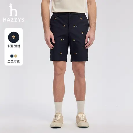 Hazzys哈吉斯奥莱春夏新品男士休闲短裤时尚卡通刺绣沙滩裤男裤子图片