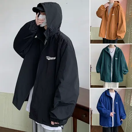 2023新款冲锋衣男春秋季连帽夹克宽松户外休闲外套ins潮牌上衣服商品大图