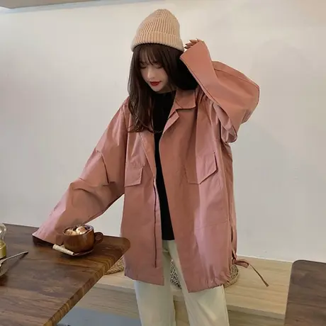 春秋2021新款韩版ins复古港味bf宽松百搭休闲工装外套夹克女学生商品大图