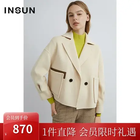 恩裳秋季轻商务西装式纯羊毛垂坠感保暖毛呢外套商品大图