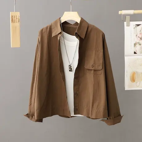 2023年新款秋季衬衫外套女设计感小众休闲宽松上衣短款衬衣开衫潮商品大图