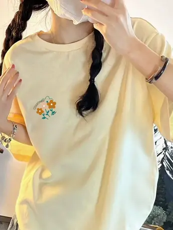 大码仿棉夏季新款韩版短袖t恤女白色打底衫宽松大码学生ins上衣潮图片