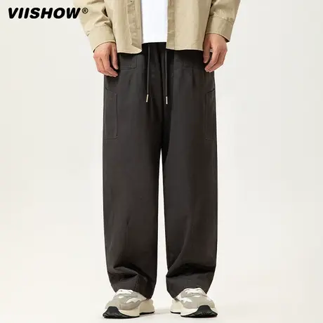 VIISHOW日系直筒工装裤子男秋季高街宽松潮牌阔腿裤休闲长裤男士商品大图