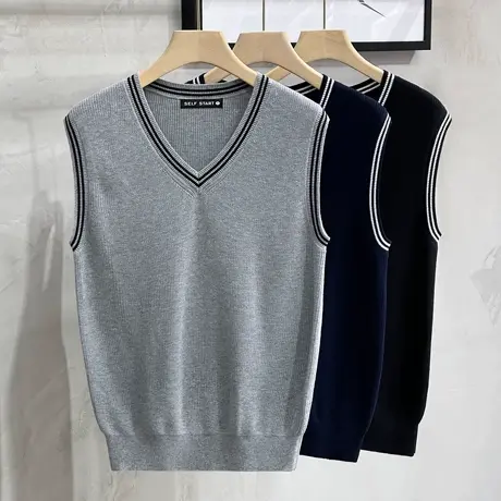男士毛衣背心马甲坎肩上衣商务休闲V领无袖针织衫男秋冬2023新款图片
