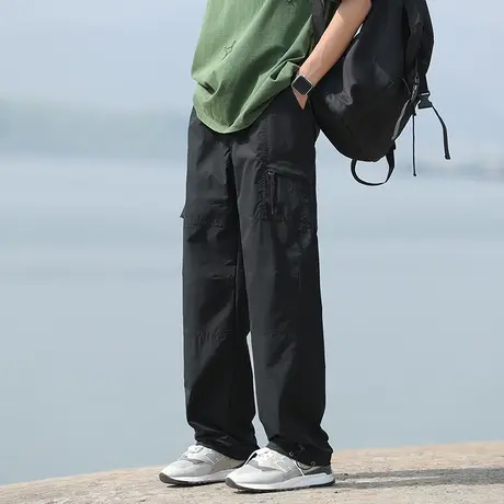 山系登山冲锋裤男女徒步速干直筒日系机能工装裤降落伞兵裤阔腿裤图片