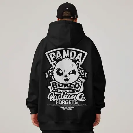 卫衣美式复古加肥加大码装纯棉重磅国潮连帽胖子外套加绒春秋冬季图片