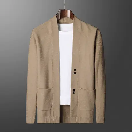 秋冬季男士针织衫开衫纯色男装韩版青年潮流修身外套帅气外穿线衣图片