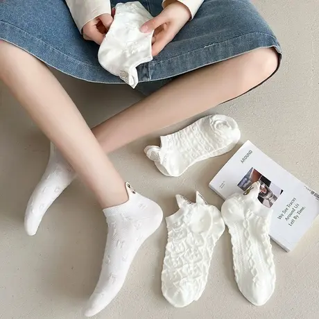 短袜女春夏季薄款浅口ins潮低帮护耳隐形袜可爱卡通夏天日系短袜商品大图