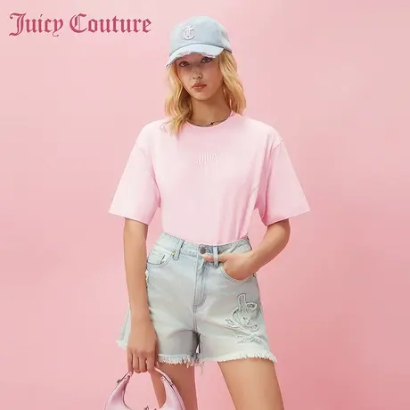 Juicy Couture橘滋2024早春日穿搭新款女装刺绣后腰解构女士T恤商品大图