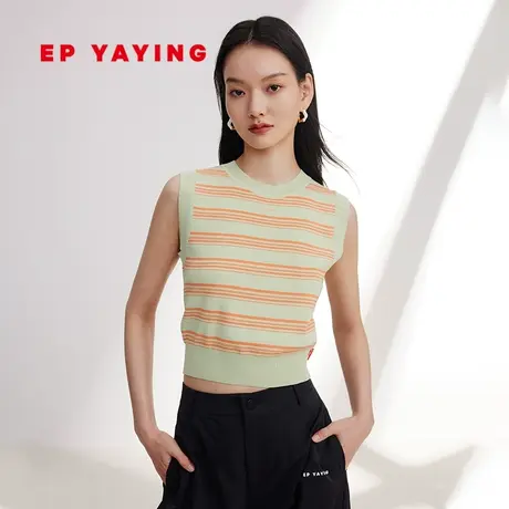 EP YAYING雅莹女装 撞色运动直身条纹针织背心 2024春装新品9001A图片