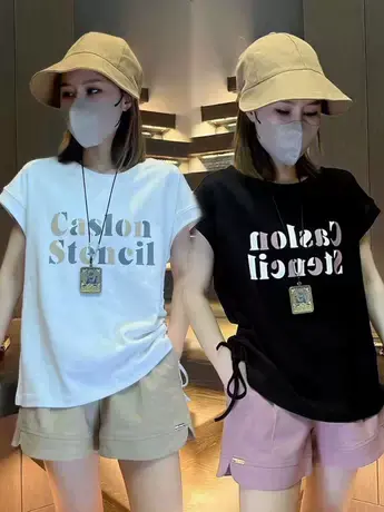 2023夏季新款韩版短袖T恤女设计感小众印花洋气减龄显瘦打底上衣商品大图