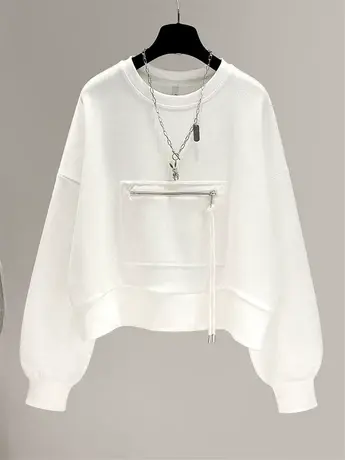 卫衣女春秋薄款2021新款韩版ins潮设计感小众宽松短款外套上衣服图片