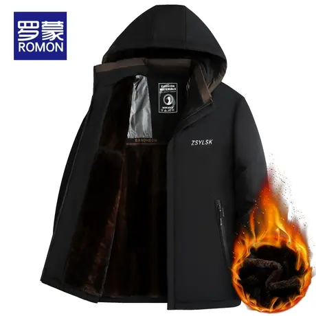 罗蒙男士加绒棉服外套冬季御寒保暖加厚棉衣中年爸爸冬装棉袄短款图片