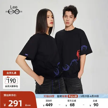 Lee IndiGO X ANGEL CHEN联名系列商场同款25春夏新黑色男女短袖T商品大图