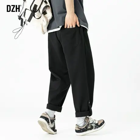 男士黑色直筒裤男款裤子设计感高级休闲裤宽松日系工装裤潮牌男裤商品大图