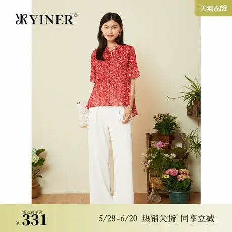 YINER音儿专选女装秋季轻盈衬衫碎花雪纺上衣商品大图