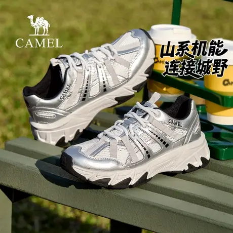 骆驼2025夏季新款女鞋户外登山徒步鞋透气网面增高休闲运动鞋女商品大图