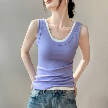 吊带背心女2025春季新款性感修身显瘦上衣叠穿衬衫内搭无袖T恤商品大图
