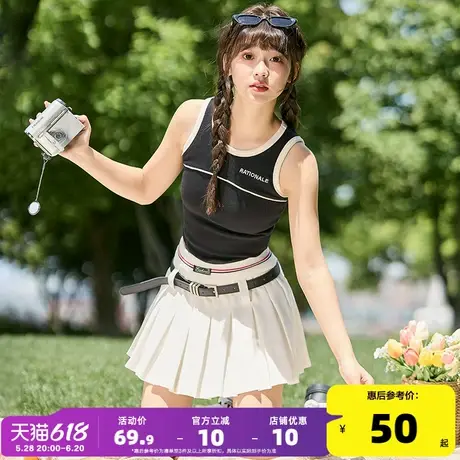 唐狮2024夏季新款吊带背心女士撞色外穿修身打底小上衣服内搭美背商品大图