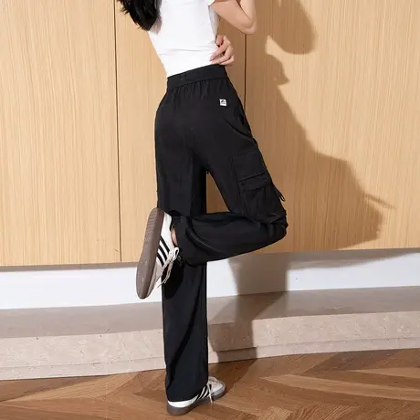 唐狮25春秋女工装辣妹显瘦复古休闲裤运动松紧腰系绳直筒阔腿yc图片