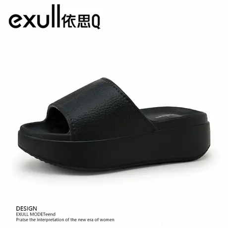 exull/依思Q一字拖女款防滑洗澡拖鞋女户外厚底增高沙滩女士凉鞋图片