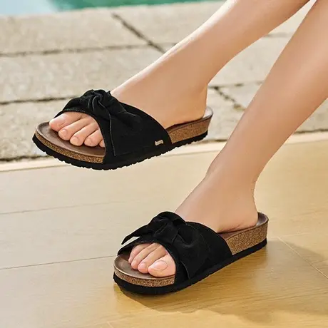 Skechers斯凯奇夏女休闲凉拖鞋外穿沙滩鞋蝴蝶结拖鞋软底舒适透气图片