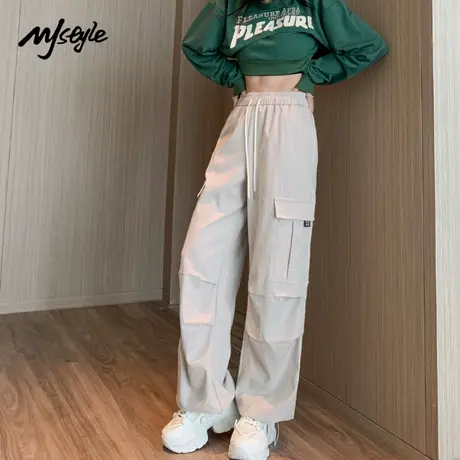 MJ STYLE工装裤女2025新款高腰休闲裤直筒阔腿裤小个子伞兵裤女款图片
