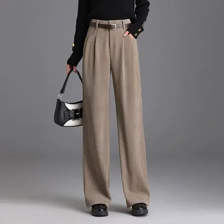 气质宽松阔腿裤女秋冬厚款气质通勤职业裤2023新款坠感休闲裤长裤商品大图