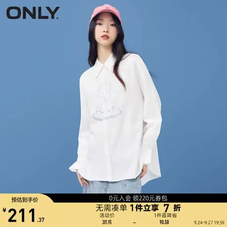 ONLY奥莱春夏时尚加厚领口宽松卡通天使印花衬衫女商品大图
