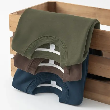 350g重磅圆领卫衣男纯色秋冬季摇粒绒加绒加厚无帽上衣服长袖t恤商品大图