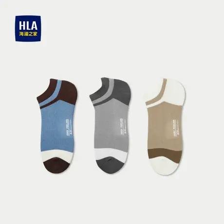HLA/海澜之家三双装袜子24新吸湿排汗撞色拼接透气柔软船袜袜子男商品大图