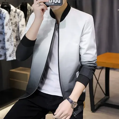 男士渐变夹克外套春秋季新款韩版潮流百搭休闲ins潮牌男装上衣服商品大图