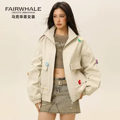 马克华菲夹克外套女2025新款秋季美式宽松复古设计感工装冲锋衣潮图片