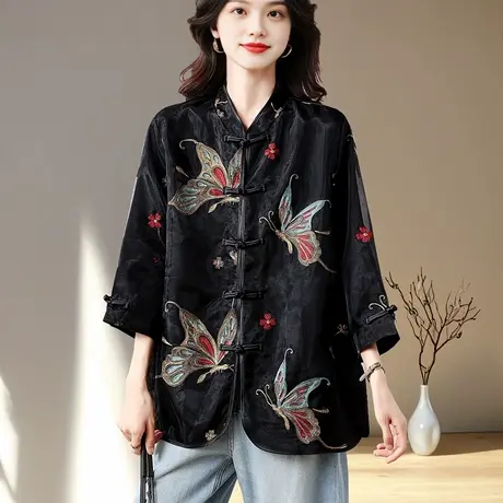 中式国风早秋外套2025新款休闲百搭妈妈款大码胖mm春秋贵夫人品牌图片