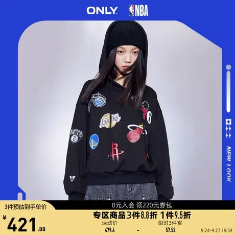 ONLY奥莱2023夏季新款NBA联名款潮流落肩长袖连帽卫衣商品大图