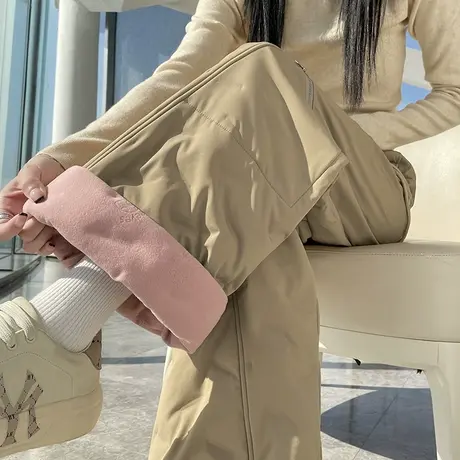 休闲阔腿羽绒裤女外穿冬季高腰加厚加绒防寒防风零下40度直筒棉裤商品大图