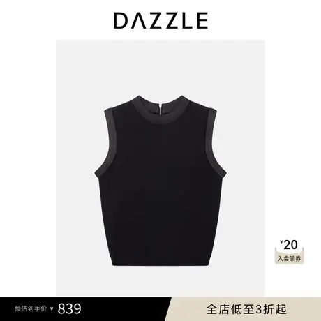 DAZZLE 地素奥莱毛衫无袖黑色针织背心图片