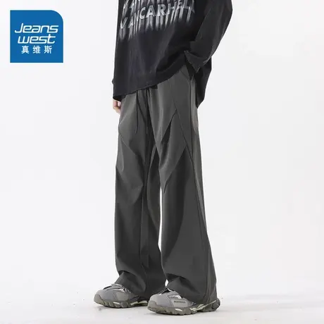 LE真维斯男装裤子2025春季新款青年高街休闲裤美式设计感男生长裤商品大图