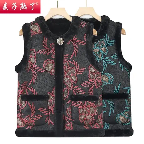 中老年人女奶奶装马夹棉衣服外套2023秋冬季新款加绒保暖坎肩背心商品大图