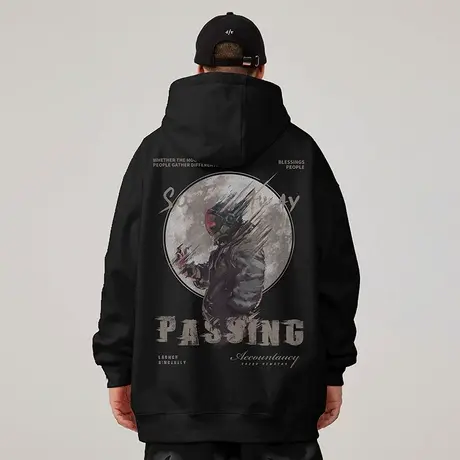 NASA宇航员重磅美式复古嘻哈大码卫衣男连帽纯棉高街加绒加厚秋冬商品大图