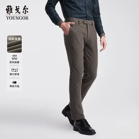雅戈尔奥莱 加绒四面弹秋冬季男新款休闲裤弹力保暖大码直筒西裤商品大图