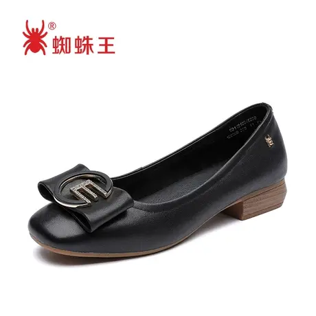 蜘蛛王单鞋女2021新款百搭春季真皮软皮蝴蝶节网红小香风平底女鞋图片